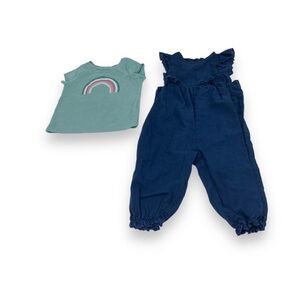 Baby Girls Ruffle Jumpsuit with short Sleeve with Rainbow Top 18-24 m
